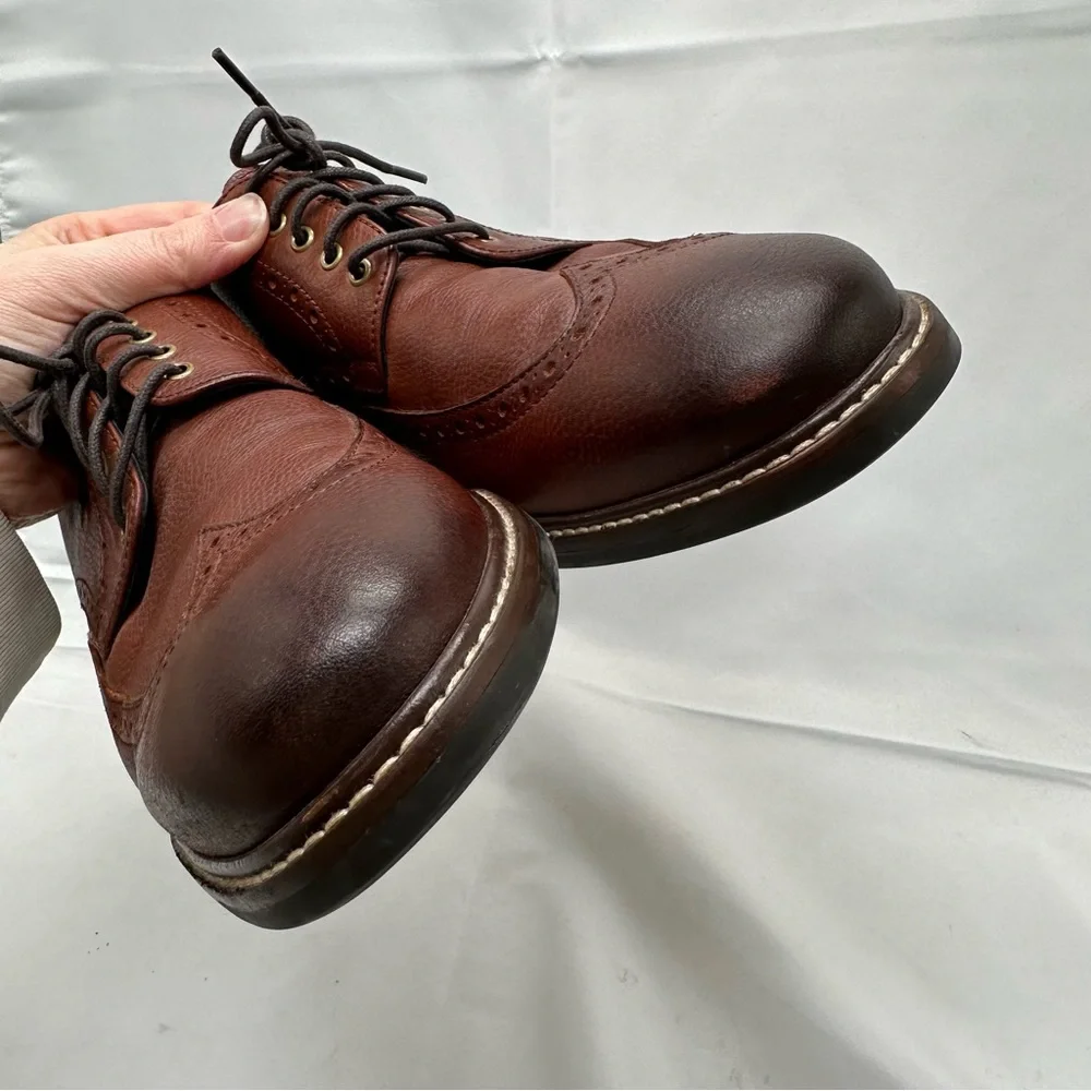 Cole Haan Men's Grand.Os Watson Brown Pebble Leather Wingtip Oxford Shoes 10 M